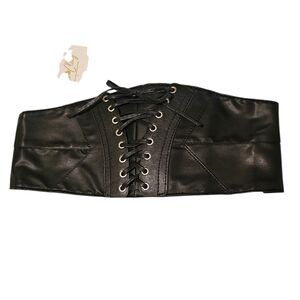 Linda Clay Black Lace-Up Corset Belt, 31 Inches
